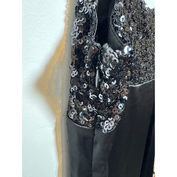 Brand New House of Harlow Sequined Black Satin Slip Dress Small Midi - Picture 10 of 10